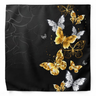 Gold and white butterflies bandana