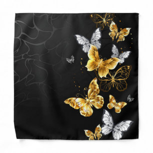 Gold and white butterflies bandana