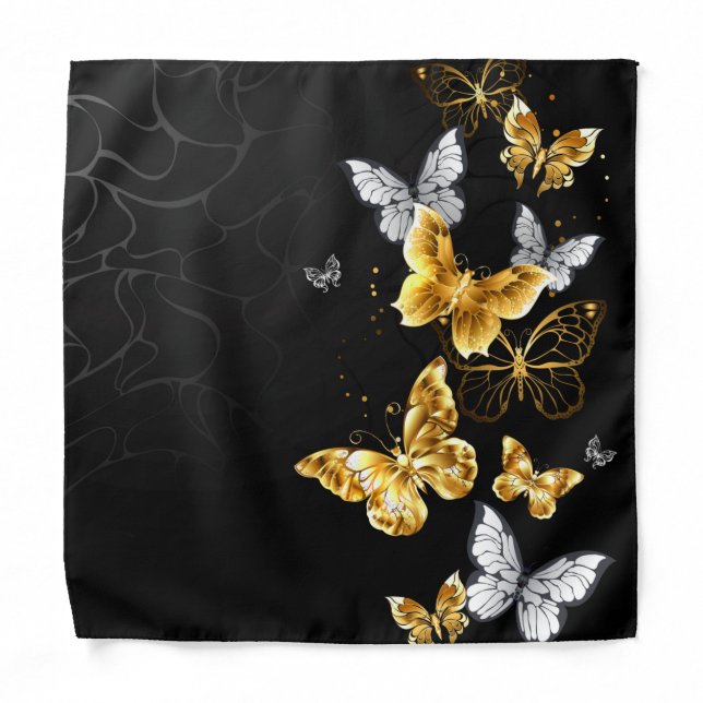 Gold and white butterflies bandana (Front)