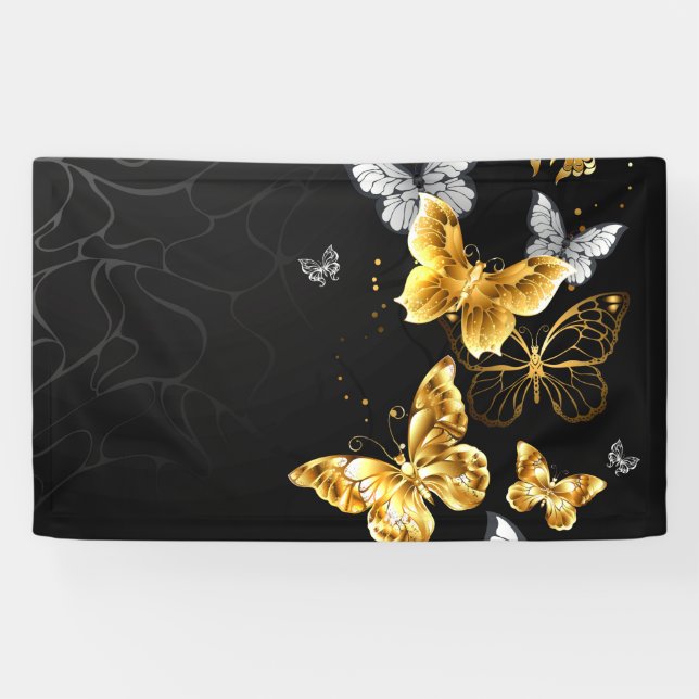 Gold and white butterflies banner (Horizontal)