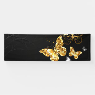 Gold and white butterflies banner