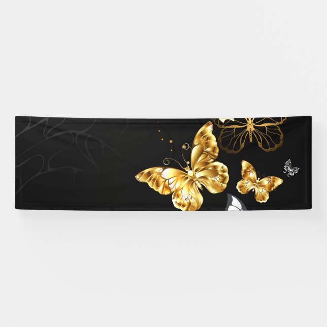 Gold and white butterflies banner (Horizontal)