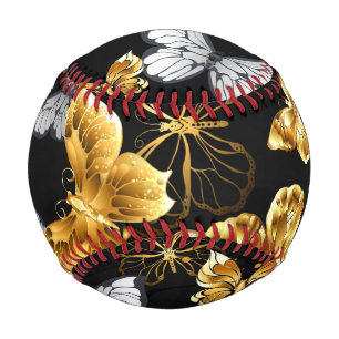 Gold and white butterflies baseball
