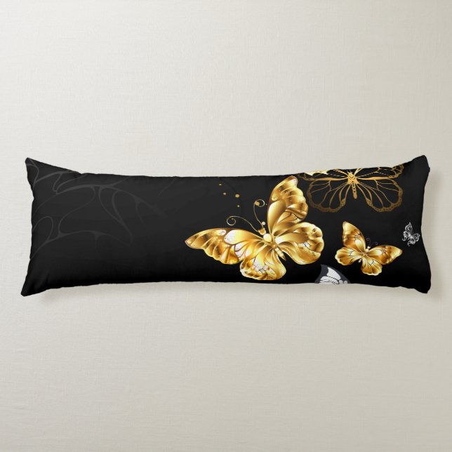 Gold and white butterflies body pillow (Front)
