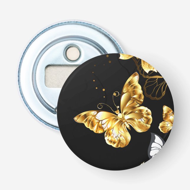 Gold and white butterflies bottle opener (Front)