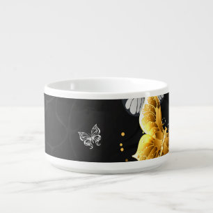 Gold and white butterflies bowl