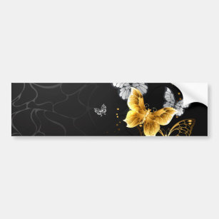 Gold and white butterflies bumper sticker