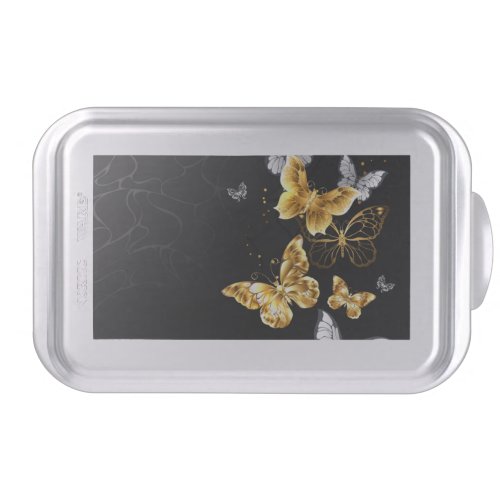 Gold and white butterflies cake pan