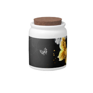 Gold and white butterflies candy jar