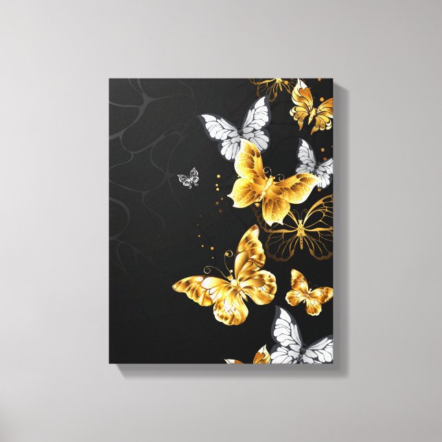 Gold and white butterflies canvas print (Front)