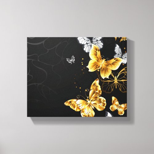 Gold and white butterflies canvas print