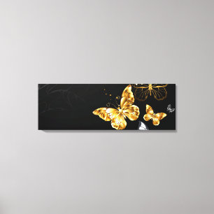 Gold and white butterflies canvas print