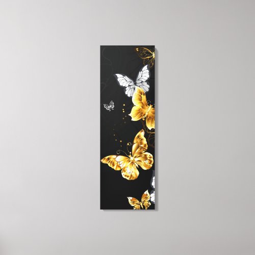 Gold and white butterflies canvas print