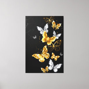 Gold and white butterflies canvas print