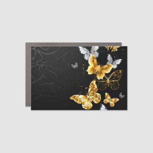 Gold and white butterflies car magnet