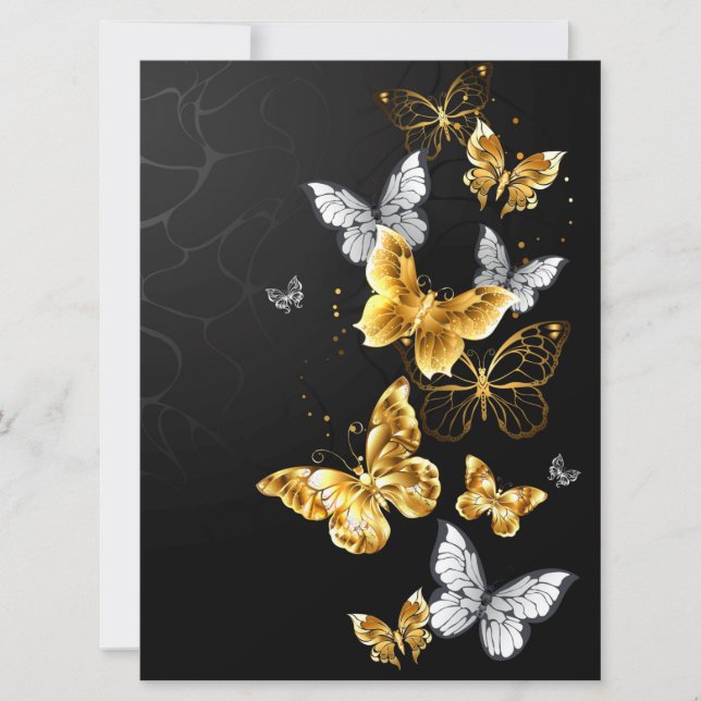 Gold and white butterflies card (Front)