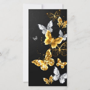 Gold and white butterflies card