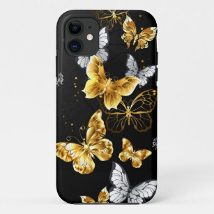 Gold and white butterflies iPhone 11 case