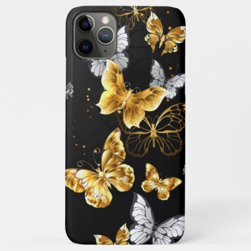 Gold and white butterflies iPhone 11 pro max case