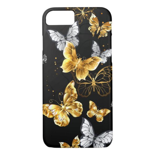 Gold and white butterflies iPhone 87 case