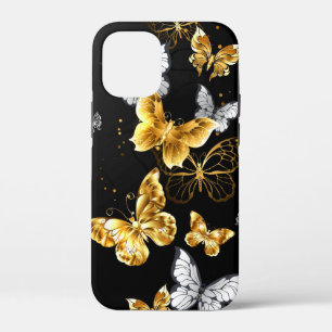 Gold and white butterflies iPhone 12 mini case