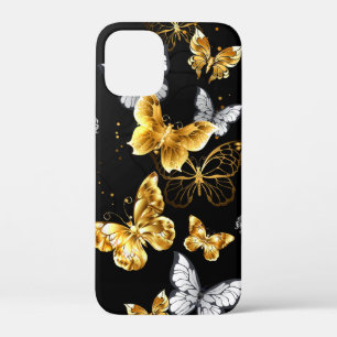 Gold and white butterflies iPhone 12 mini case