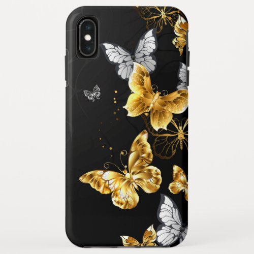 Gold and white butterflies iPhone XS max case