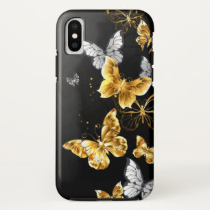 Gold and white butterflies iPhone x case