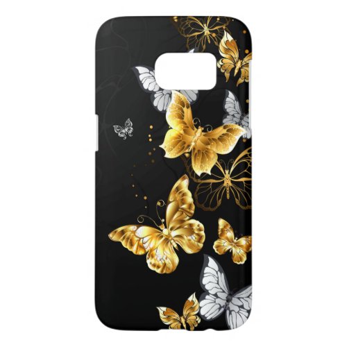Gold and white butterflies samsung galaxy s7 case