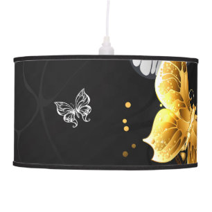 Gold and white butterflies ceiling lamp