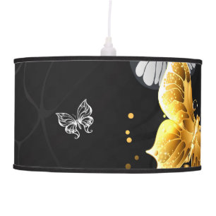 Gold and white butterflies ceiling lamp