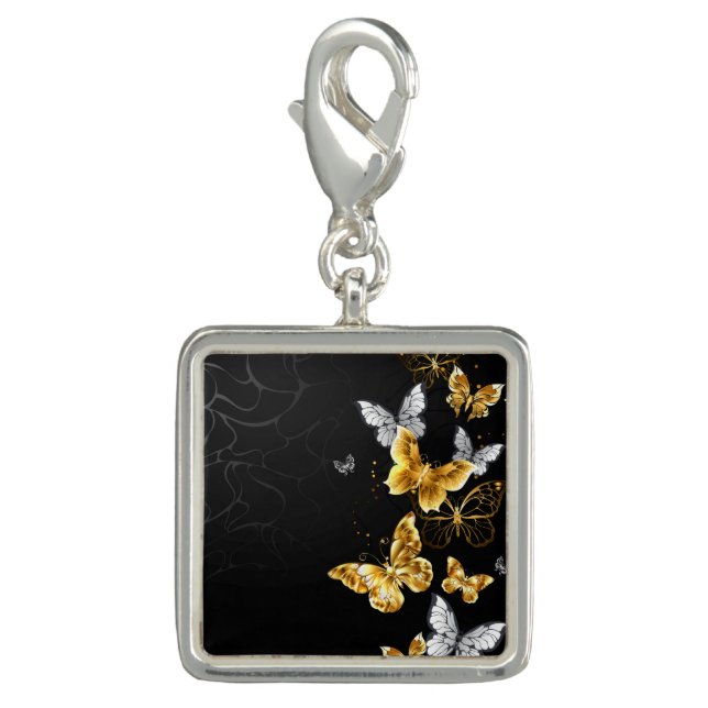 Gold and white butterflies charm (Front)