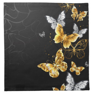 Gold and white butterflies cloth napkin