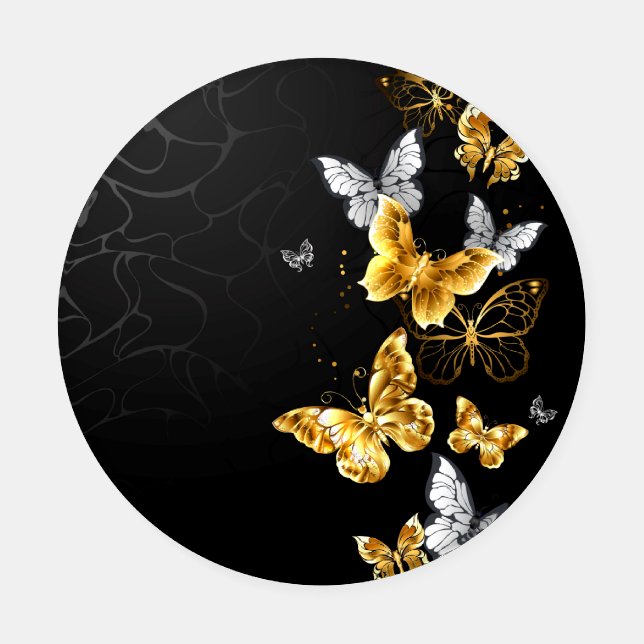 Gold and white butterflies coaster set (Single)
