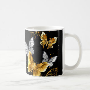 Gold and white butterflies coffee mug