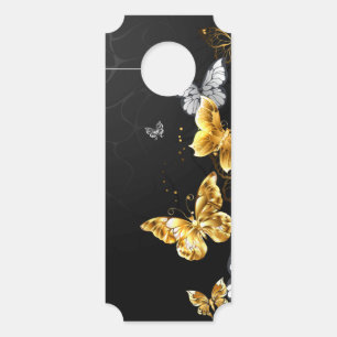 Gold and white butterflies door hanger