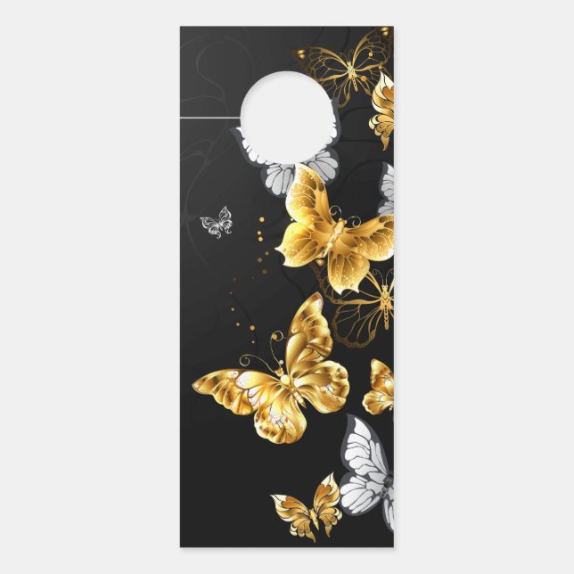 Gold and white butterflies door hanger (Front)