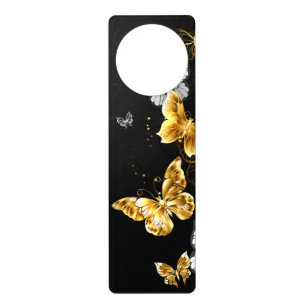 Gold and white butterflies door hanger