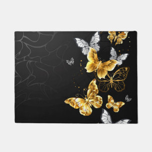 Gold and white butterflies doormat