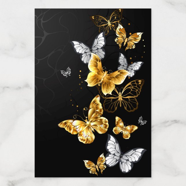 Gold and white butterflies envelope liner (Design)
