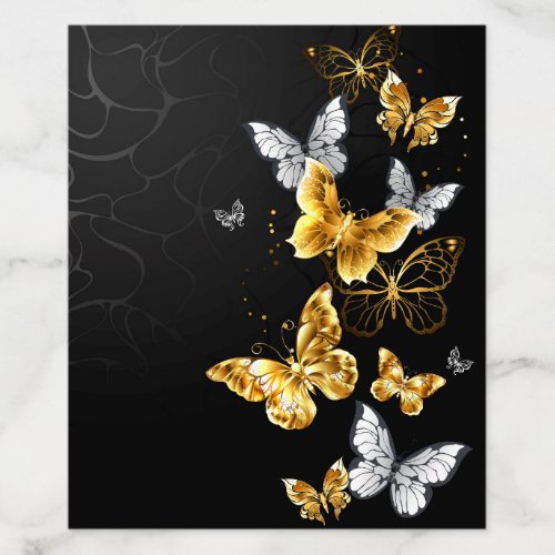 Gold and white butterflies envelope liner