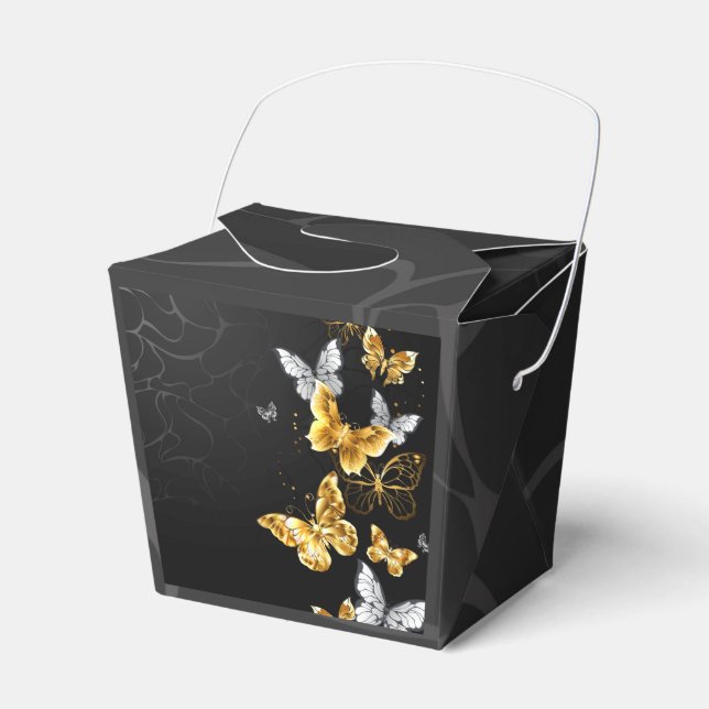 Gold and white butterflies favor boxes (Front Side)