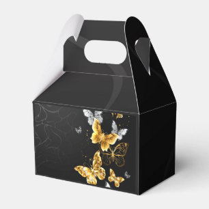 Gold and white butterflies favor boxes