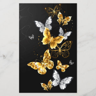 Gold and white butterflies flyer