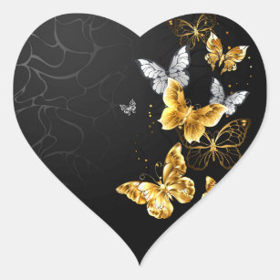 Heart with Golden Butterflies Gráfico por Blackmoon9 · Creative Fabrica