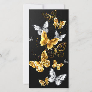 Gold and white butterflies holiday card