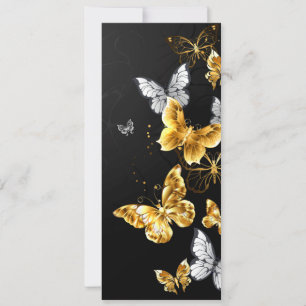 Gold and white butterflies holiday card