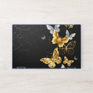 Gold and white butterflies HP laptop skin