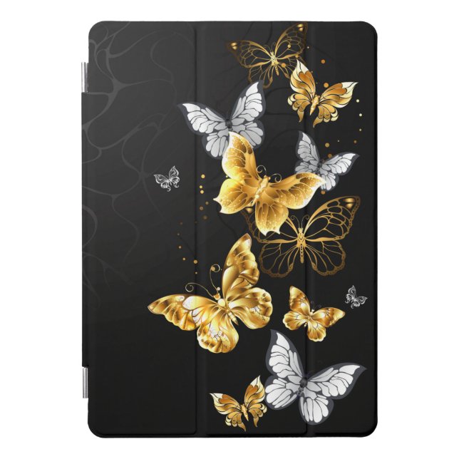 Gold and white butterflies iPad pro cover (Front)
