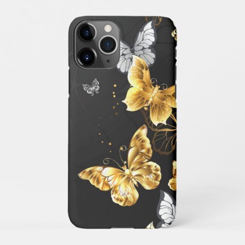 Gold and white butterflies iPhone 11Pro case